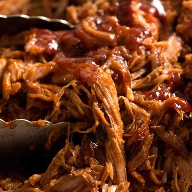 Close up of Pulled pork with BBQ Sauce