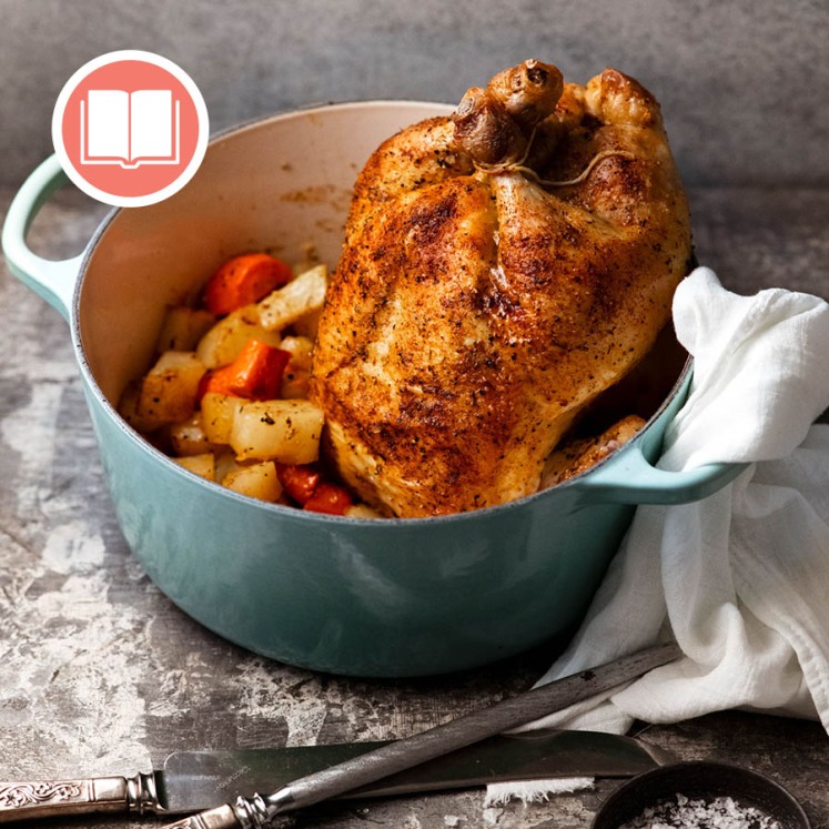Pot-roasted chicken from RecipeTin Eats "Dinner" cookbook by Nagi Maehashi