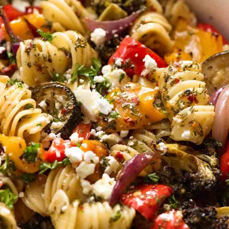Close up of Amazing Vegetarian Pasta Salad