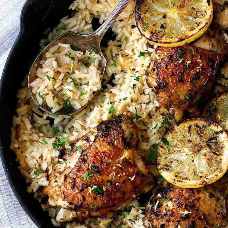 Greek Marinated Chicken AND Lemon Rice all made in ONE POT!
